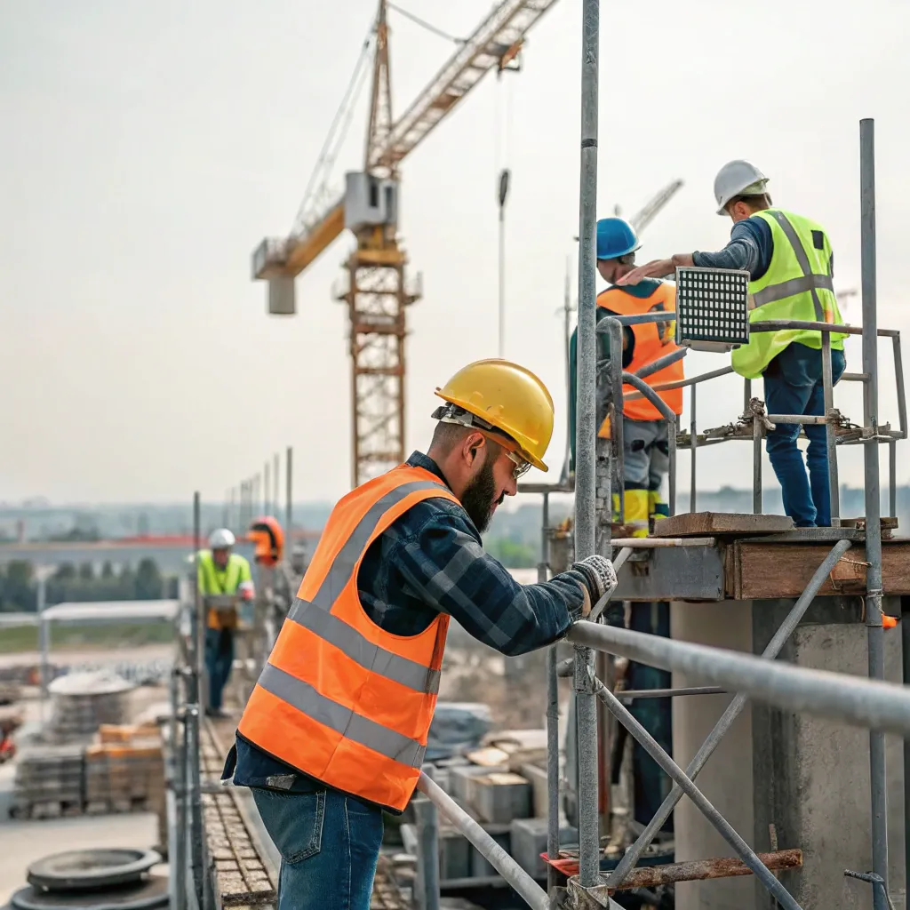 Professional construction team at work