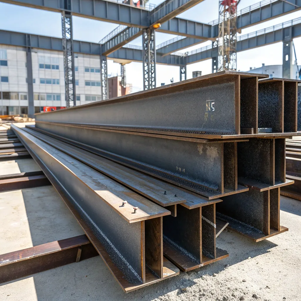 Steel beams used for construction projects